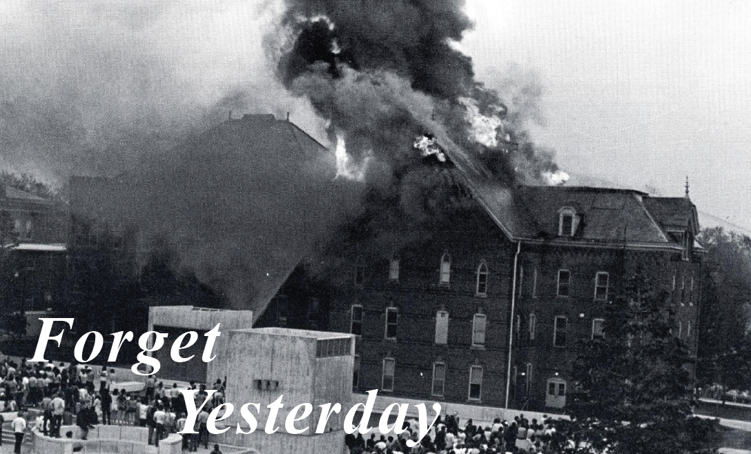 The campaign logo and slogan, inspired by the burning of Old Gilchrist Hall.
